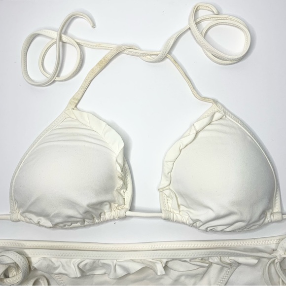 Hollister | White Triangle Bikini Top w/ Matching Bottom - Small - Picture 2 of 7